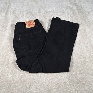 Levis 501 Button Fly Black Jeans Mens 40‎ X 30 (FITS 37 X 29) Cotton Denim